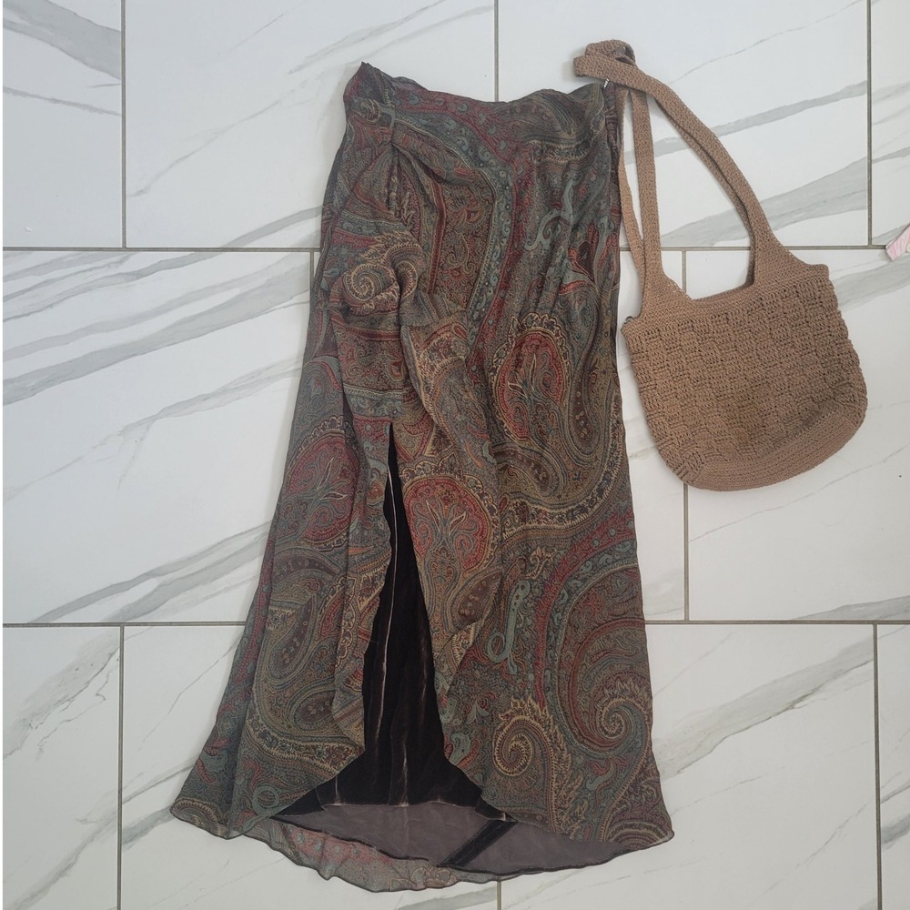 Vintage y2k Lauren by Ralph L SIlk Fairycore Paisley Flowy Dress  or skirt 10/12